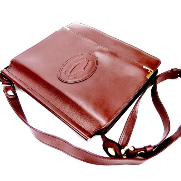 Cartier shoulder bag mast line Bordeaux leather Auth used T16550 - Picture 7 of 8